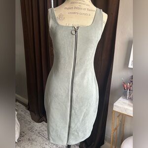 Popular Basics Sage Green Mini Dress with Zipper